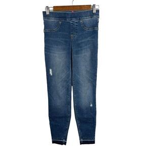 SPANX Ankle Skinny‎ 20203Q Distressed Blue Jeans Jeggings Raw Hem Size Small